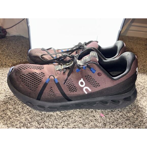 On Running On Cloudsurfer Running Shoes Men 13 Black Cobalt CloudTec Helion Mesh - Picture 2 of 8